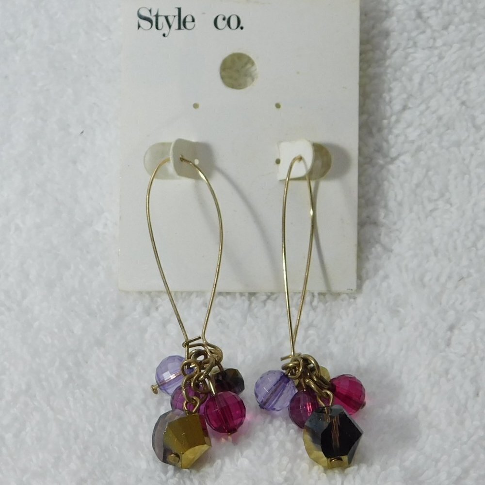 Style & Company Gold Tone Multi Color Stone Dangle Earrings